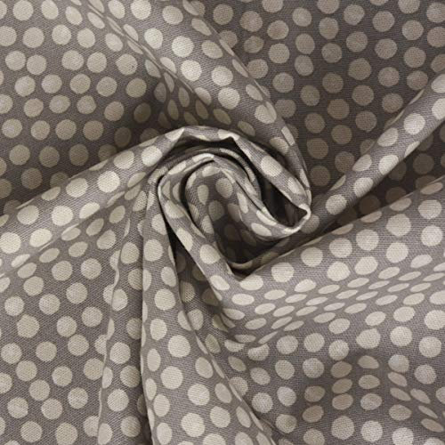 Fryett`s Englischer Dekostoff Baumwollstoff Spotty Punkte grau 138cm