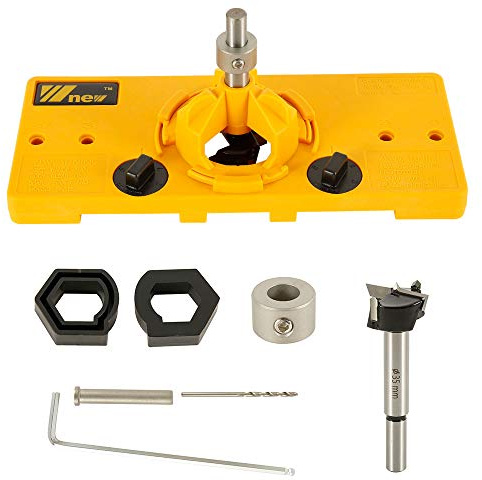 Dima per Fori a Tasca per Legno 35mm Set di Guide per Cerniera Trapano Nascosta a Tazza Fai da Te (giallo)