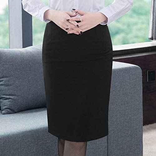 Kilt Rock Eleganter Damen-Bleistiftrock Ol Style Plus Size Knietreue Arbeit Mit Hoher Taille Büro-Bodycon-Rock 4XL Schwarz
