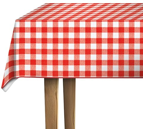 d-c-fix Wachstuchtischdecke Avanti rot-weiß 150 cm rund | Tischtuch im Vintage-Stil für den Küchen-, Ess- oder Gartentisch – lebensmittelecht, abwaschbar & wasserdicht