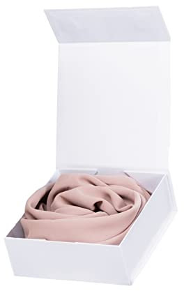 Lamis Box Hijab Seide Medine mit personalisiertem Vornamen Aid Moubarek Geschenkbox für muslimische Frauen, weiß, One size
