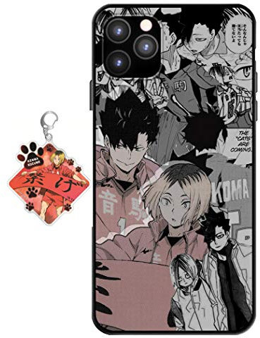 Staremeplz Hülle für iPhone 11 Pro Anime Handyhülle [Mit Schlüsselbund] Cartoons Volleyball Junior Silikon Sanft Bumper Case Hülle für iPhone 11 Pro