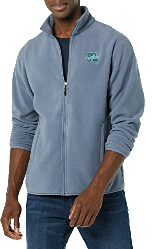 Amazon Essentials Disney | Marvel | Star Wars Herren Polarfleece-Jacke mit durchgehendem Reißverschluss und Stehkragen, Marvel Comic Logo, S