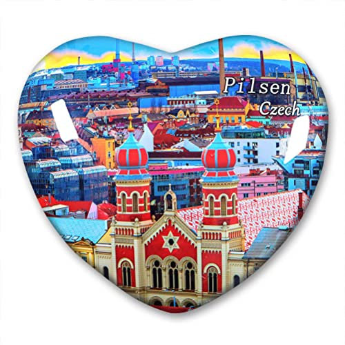 Tschechische Pilsen Kühlschrankmagnet, Kühlschrank-Aufkleber, Kollektion, dekorativer Magnet, Reise-Souvenir, Herzform, Kristallglas