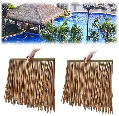 kiosbibi Reetdach Schindel Palmendach Reetdach Schindel Paneele,PE Material,Wetterfest Und Verrottet Nicht,Benutzt Für Poolbar Partykeller Carport Pergola Gart(Size:30pcs,Color:Schokoladenfarbe)