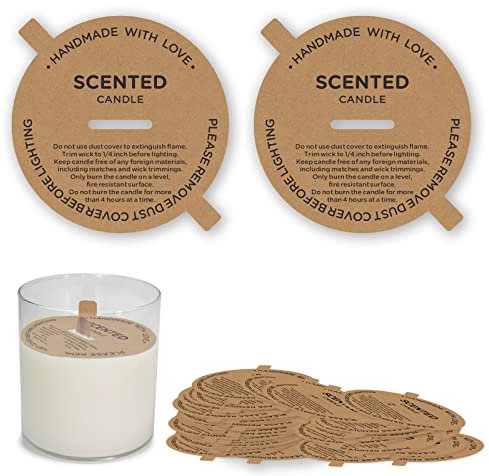 160 Stück Kerzen-Staubschutzhüllen, Joyfulmap vorgedrucktes Kraftpapier, Kerzendekoration, Deckel mit Zuglasche, Kerzendekoration, Zubehör für Kerzenherstellung, Bastelduftkerzen (8,89 cm)