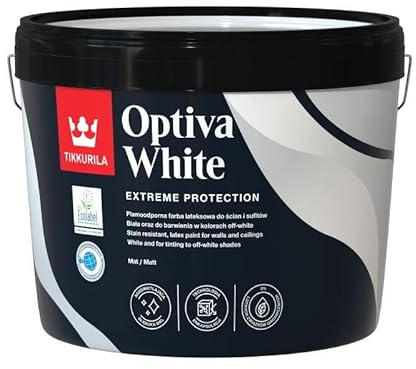 TIKKURILA Optiva White - High Opacity Durable Matt Paint - Whites & Off-White Colours - 3 Litres