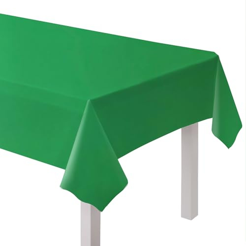 Amscan 9915405-208 - Green Eco-Friendly Re-usable Plastic Table Cover - 2.74m