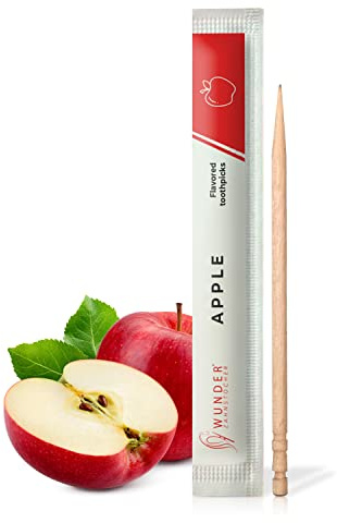 Wunder Zahnstocher mit Geschmack - Apfel - 200er Pack - Einzeln verpackt | intensiver Geschmack - frischer Atem - gegen Nägelkauen & Mundgeruch - Alternative zu Kaugummi