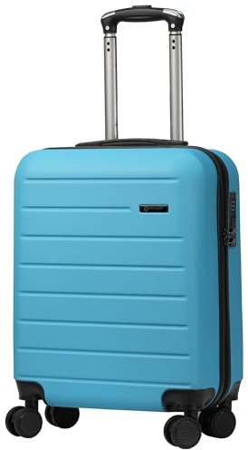 Rocklands® Lightweight 4 Wheel Hard Shell Luggage Suitcase Ryanair Cabin Travel Bag 55x40x20cm - ABS822 (Blue)
