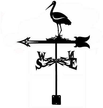 Wetterfahne Storch Skulpturen Messwerkzeug Wetterfahne Edelstahl Wetterhahn Richtungsanzeiger für Garten Terrasse Yard Ornament