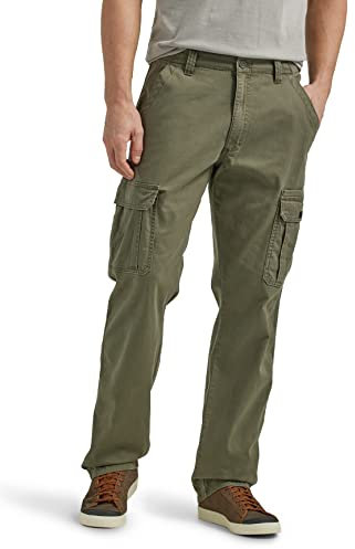 Wrangler Authentics Pantaloni Cargo Elasticizzati da Uomo con vestibilità Comoda, Oliva, 38W x 32L