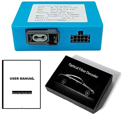 Décodeur à fibre optique Most Box pour Benz autoradio stéréo, Avec guide d'installation, pour Mercedes Benz série ML/GL/R et pour Porsche série 911/boxster/Cayenne