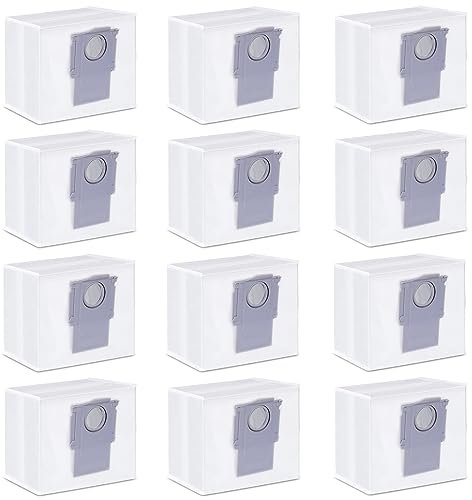Lot de 12 sacs à poussière pour robot aspirateur Roborock S8+, S8 Pro Ultra / S7 MaxV Ultra / S7 Pro Ultra / Q7+ / Q7 Max+ / Q5+, grande capacité de 3 l, sacs de rechange