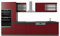 Vicco Küchenzeile R-Line, Rot/Anthrazit, 350 cm J-Shape, mit Hochschrank, ohne Arbeitsplatte