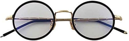 Retro-Brillengestell mit schwarzem Goldrand Metall rund Nerd-Brillengestell dekorative Brille für Männer und Frauen