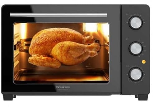 Taurus - Horno Eléctrico Horizon 30 | 1500W | 30L | 5 Modos de Cocción | Temporizador 90 Minutos | Función Convección y Gratinado | Accesorios Incluidos | Puerta Doble Cristal