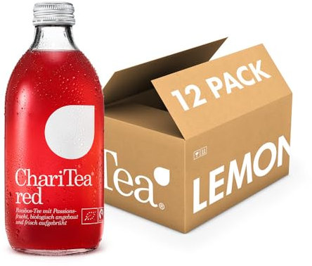 Charitea - Red - Fairer Eistee mit besten Bio Zutaten - Leckeres Erfrischungsgetränk in Glas Flasche - Biologisch angebauter Tee (12 x 330ml) - inkl. 3€ MEHRWEG Pfand