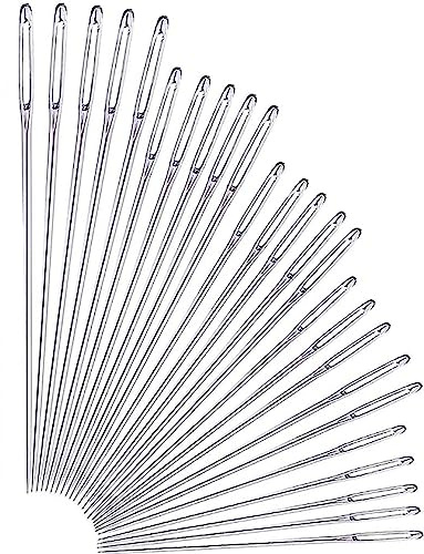 Duggu 25pcs of Set Sewing Needle Set Large-Eyed Embroidery Needles 5 Sizes Easy Threading Sewing Needles with Storage Case Thread Cutter Threader Thimble for Leather Craft