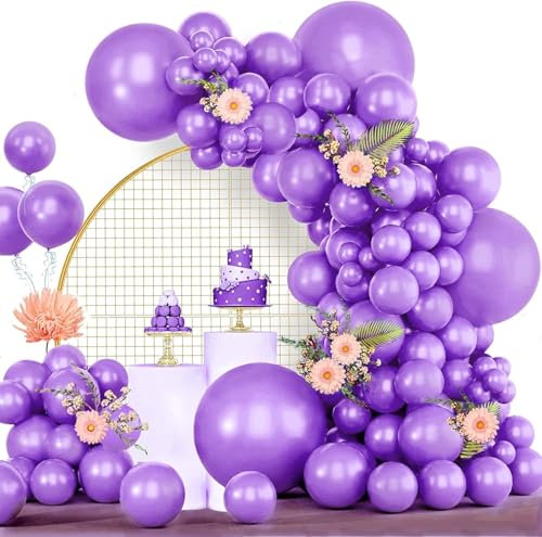 Luftballons Lila, 120 Stück Luftballon Girlande Lila, 18 12 10 5 Zoll Ballon Girlande Lila, Luftballons Geburtstag Babyparty Hochzeit Party Deko
