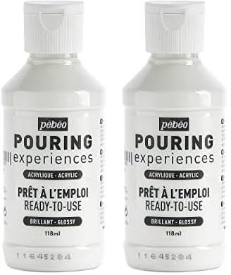PEBEO Pouring Experiences-Ready-to-Use Premixed Acrylic Paint-Ideal for Fluid Art, Titanium White, 118 ml (Pack of 2)