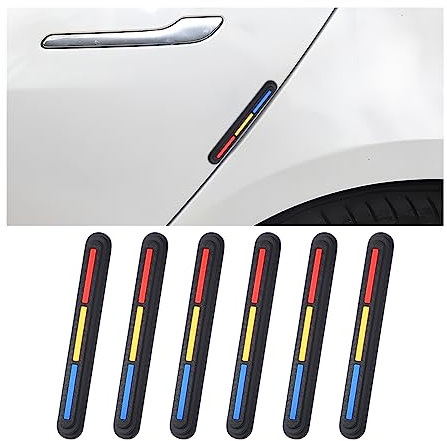 JNNJ 6 Stücke Auto Türkantenschutz Aufkleber, Universal Auto Kantenschutz Anti Scratch, Antikollisions-Türschützer, Passend Für Die Meisten Autos(Rot-Gelb-Blau)