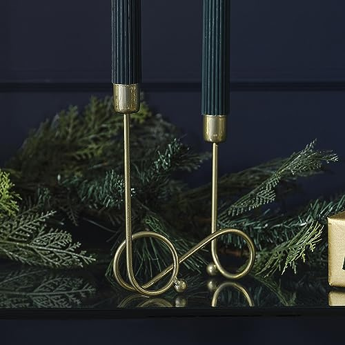Ginger Ray Metallwirbel Gold Weihnachten Halter für Zwei Kerzen Tischdekoration