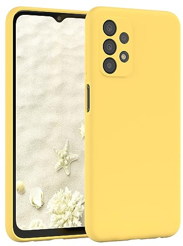 EAZY CASE Premium Silikon Handyhülle kompatibel mit Galaxy A23 5G Slimcover mit Kameraschutz und Innenfutter, Silikonhülle, Schutzhülle, Bumper, Handy Case, Hülle, Softcase, Gelb