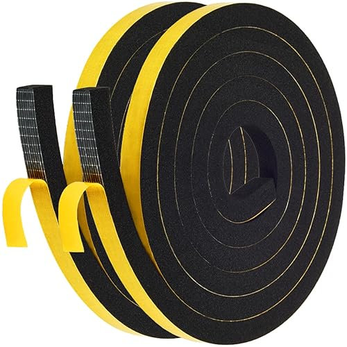 Palazen 4m Dichtungsband Selbstklebend für Türen Fenster 12mm(B) x12mm(D) Moosgummi Dichtband als Tür-Fenster-Dichtung-Zugluftstopper Schaumstoffband Abdichtung Schwarz [2 Rollen mit je 2m]