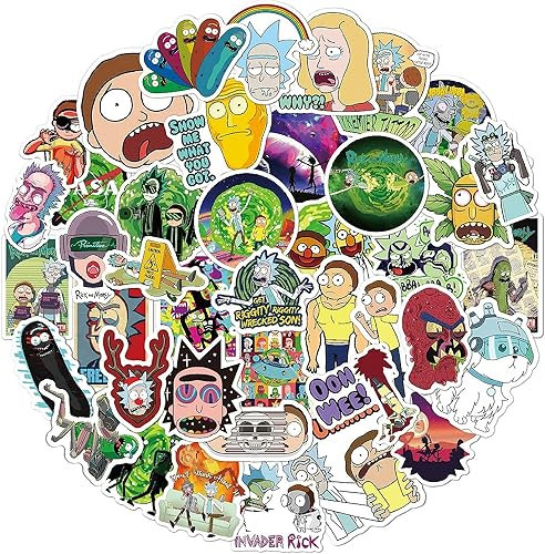 100 Stück Rick and Morty Anime-Aufkleber -wasserdichte Anime-Aufkleber für Kinder, Teenager, Erwachsene, Vinyl-Laptop-Aufkleber für Wasserflaschen, Gepäck, Skateboard-Aufkleber, Graffiti-Patches