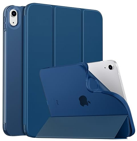 MoKo Case for New iPad (A16) 11th Generation 2025/ 10th Generation 2022, iPad 11 inch/ 10.9 Case with Soft TPU Translucent Frosted Back Cover, Auto Wake/Sleep, Support Touch ID, Dark Sea Blue