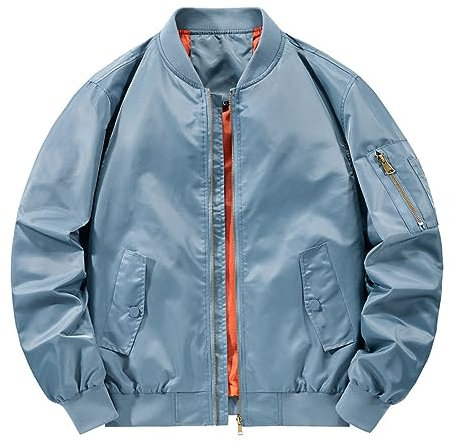 FWSHANGMAO Sommerjacke Herren,Herren Bomber Taktische Jacke Sommer Leichte Jacke Vintage Biker Mantel Wasserdichte Jacke Outdoor Sportmantel Herbst Übergangsjacke,Hellblau,Xl