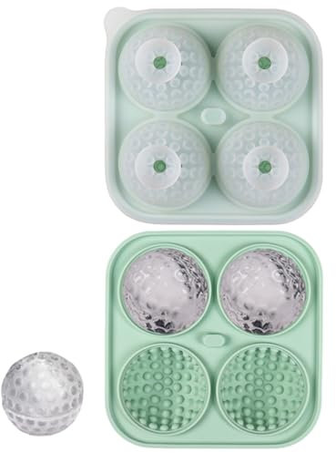Besreey Golf Ball Ice Mold,Food-Grade Silicone Whiskey Molds - Novelty Golf, Creative Round Molds with 4 Cavities for Bourbon Cocktails Whiskey