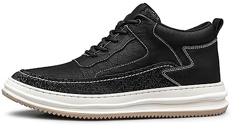 VIBLiSS Männer Lace-Up Aufzug Schuhe Leichte Wanderschuhe Low-Top-Höhe Zunehmende Mode Trainer,Schwarz,42 EU