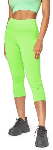 Bellivalini Neon Leggings Damen High Waist 3/4, Gym Damen Leggings, Knallige Hosen ideal als Festival Outfit oder Teil von einem 80er Jahre Outfit BLV50-298 (Neon Grün, M)