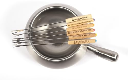 Official Melting Pot 8-Piece Fondue Set, 2-Qt Stainless Steel Pot, 6 Forks