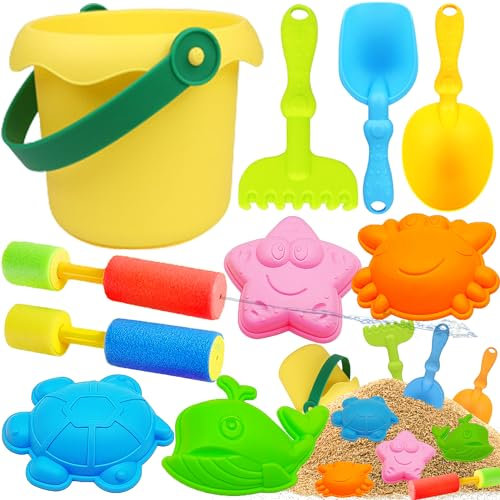 Lubibi 10 Piezas Juguetes de Playa para Niños, Juguetes de Arena de Playa con Cubo, Palas, Moldes Arena para Piscinas, Jardines y Playas, Pistolas de Agua, Juguetes Playa Bebe 1 2 3 4 5 6 año
