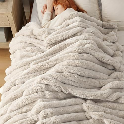 BEDSURE Kuscheldecke Flauschig, Dicke Und Warme Sofadecke Für Den Winter, Kunstfelldecke, Wohn- & Kuscheldecken, Plüsch Blanket Für Couch Und Bett, Sofaüberwurf Decke, Grau Braun, 130 X 170 cm