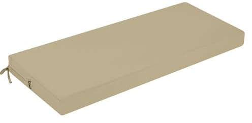 PRIMEPATIO Bankauflage Outdoor, Bequeme Schaumstoff Bankkissen Sitzauflage, Wasserdicht Sitzkissen, Hollywoodschaukel Auflagen mit Bändern, Verdicktes Polster für Gartenmöbel, Beige