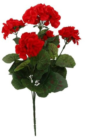 Red Artificial Geranium Flowers, Geranium Silk Flowers, Fade Resistant, Realistic Geranium Plants, UV Resistant, Fake Flowers for Home, Wedding, Kitchen, Table