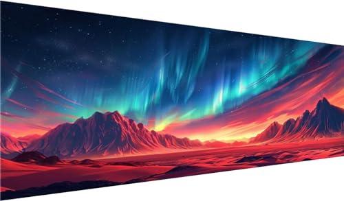Diamond Painting XXL 100x40 cm, DIY Polarlicht Diamant Painting Bilder, 5D Geheimnis Diamond Painting Set, Diamant Kristall Strass Kreuzstich Painting, Diamond Painting Erwachsene, Wanddeko Wohnzimmer