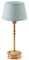 Akku Tischlampe Aufladbar, Kleine Tragbare Kabellose Tischlampe mit Dimmer, Touch Dimmbare Lampe für Esstisch Wohnzimmer Schlafzimmer Outdoor Balkon Garten Deko, Lampenschirm Blau, Antikes Metall