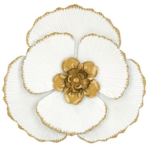 3er-Set Wandskulpturen Wandblume aus Metall Magnolie Wandschmuck Dekorationen 3D Metallbilder Modernes Antik-Finish für Haus Wohnzimmer Esszimmer Schlafzimmer Küche Korridor