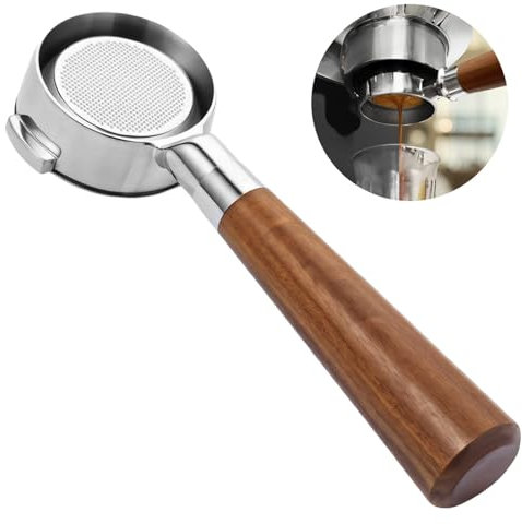 E61 Group Porte-filtre ergonomique en acier inoxydable avec poignée en bois compatible avec Flair 58, Ecm, Rocket, Sanremo, Synesso, Slayer, Vbm, Gemilai, Wega, Milesto, Expobar, Profitec 5,8 cm