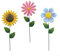 Eawfgtuw Sonnenblumen-Gartenstecker, Ornament, Outdoor-Dekoration, Skulptur, Metall, Gartenornamente, dekorative Gartenblumen, bunt für drinnen und draußen, Hof, Weg, Rasen, 3 Stück