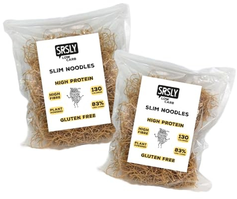 SRSLY Low Carb Slim Noodles – Pack of 2 (200g Each) – High Protein & High Fibre Plant-Based Noodles – 6g Carbs Per Serving – Gluten Free Vegan Noodle