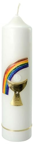 Bougie calice Eucharistie arc-en-ciel 265x60 mm