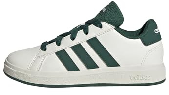 adidas Unisex Kinder Grand Court Lifestyle Tennis Lace-Up Shoes Schuhe, Off White/Collegiate Green/Core Black