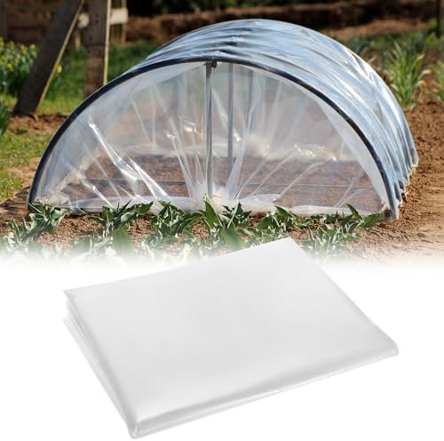 QWORK® 2 x 10 m Película Plastico de Invernadero, Película de Plástico Polietileno, Película Impermeable Transparente, para Jardines y Edificios