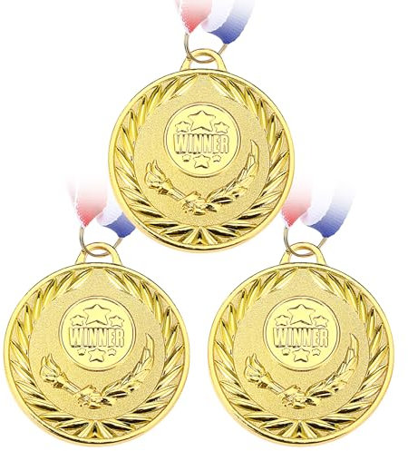 Gold Award Medaillen-Gewinner-Medaillen, 3 Stück, olympischer Stil, große Gewinner-Medaillen, Medaillen mit Band für Schulwettbewerbe, Party, Studenten, 1. Platz, Medaillen, 5,1 cm